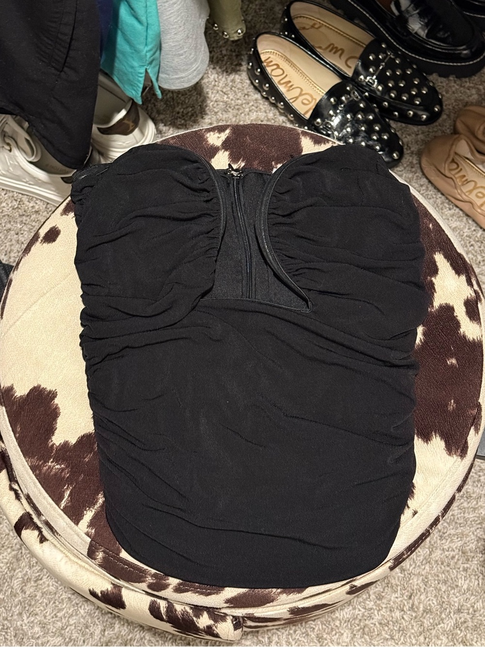 Black Strapless Ruched Women’s Sleeveless Top
